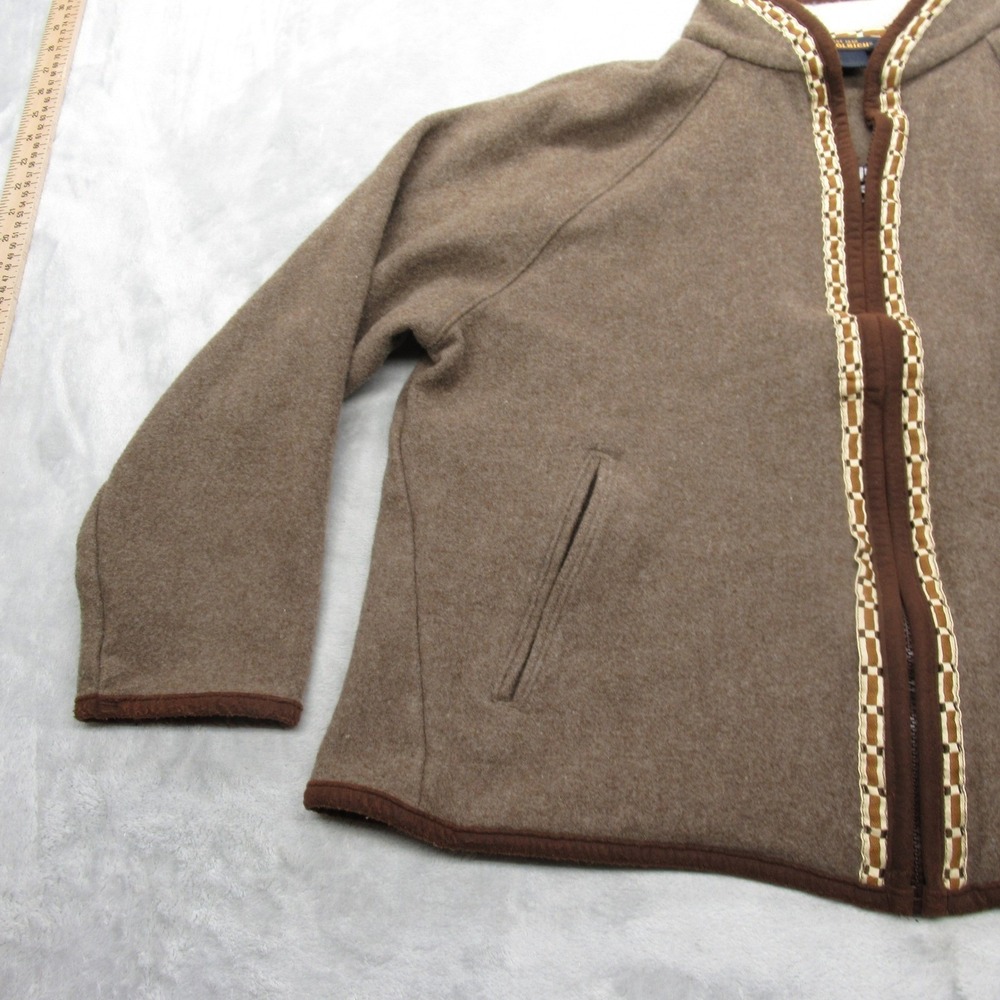 Woolrich Wool Jacket Women XL Brown Aztec Southwestern Trim FullZip READ VTG - Picture 4 of 13